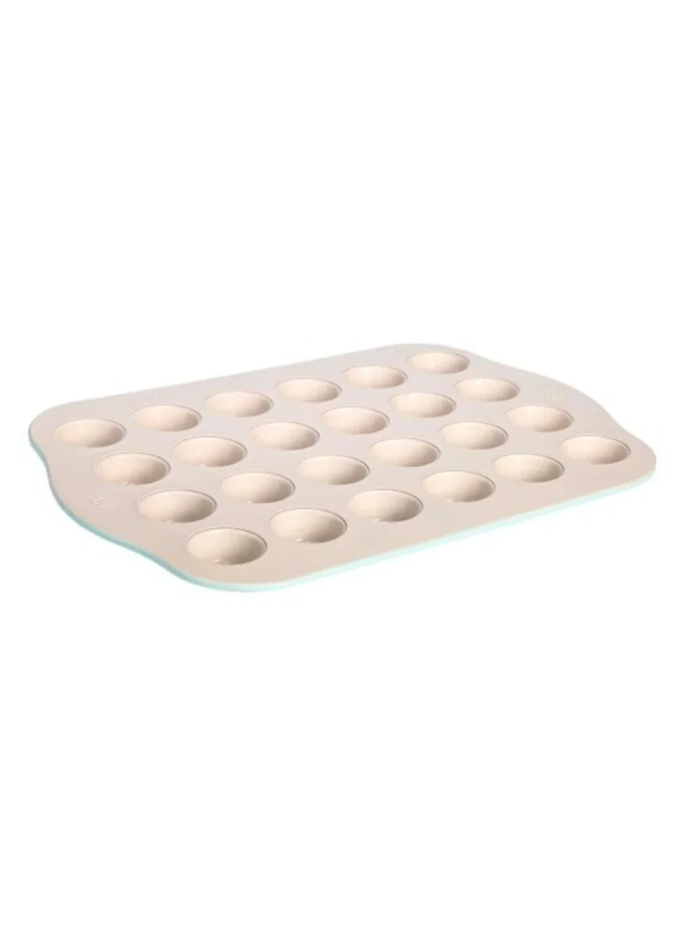 Ceramic 24-Cup Mini Muffin Pan, Aluminized Steel, Aqua